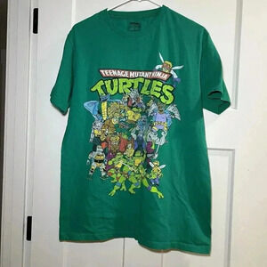Teenage Mutant Ninja Turtles 80's Cartoon Green Short Sleeve Tee Men's Size L